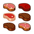 Steak Icons Set. Vector