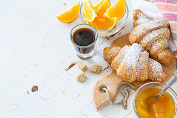 Wall Mural - Breakfast - croissants coffee jam