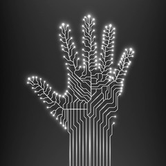 Circuit abstract hand. Vector illustration. Eps 10