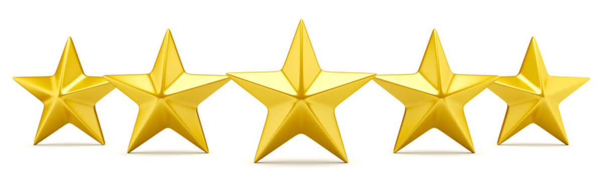 five star rating - shiny golden stars