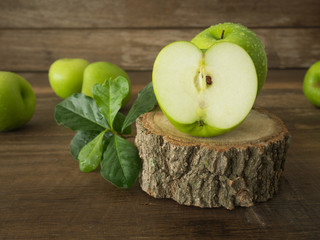 half green apple