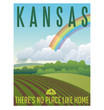 Retro illustrated travel poster for state of Kansas,
United States