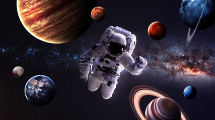 Wall Mural - Astronaut in outer space. Elements of this image furnished by NASA
