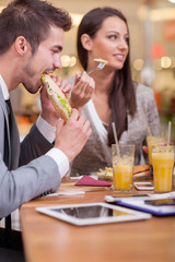 Wall Mural - Business people enjoy in lunch at restaurant