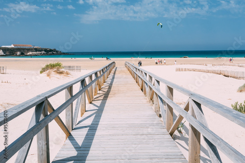 Fotografía Wooden Path The Beach In Tarifa, Andalusia, Spain