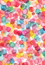 Bright Abstract Seamless Pattern With Multicolored Watercolor Dots