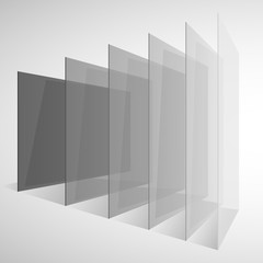 Poster - Perspective transparent gray abstract rectangles on white background