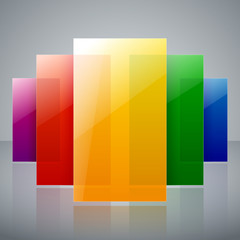 Poster - Abstract infographic colorful rainbow shiny transparent rectangles with reflections on light gray background