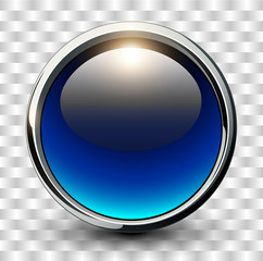 Poster - Blue shiny button with metallic elements