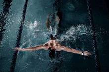 Sportsman Swims In A Swimming Pool