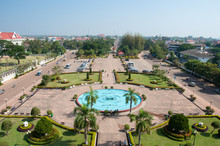 View Of The City From Patuxai Gate In Vientiane