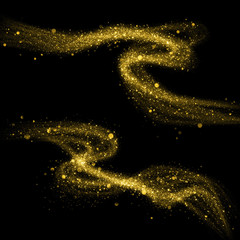 Wall Mural - gold glittering stars dust trail