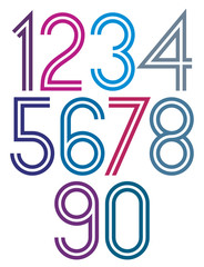 Wall Mural - Poster rounded big colorful numbers with double stripes on white