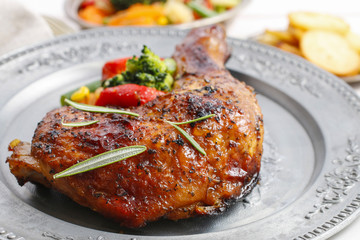 Wall Mural - Roasted chicken with vegetables