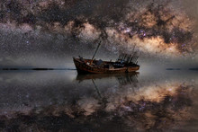 Milky Way Night Sky Scenes Landscape Thailand.