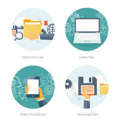 vector illustration. flat background. coding, programming. seo. search engine optimization. app deve