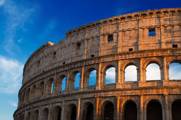 Colosseum at sunset in Rome, Italy