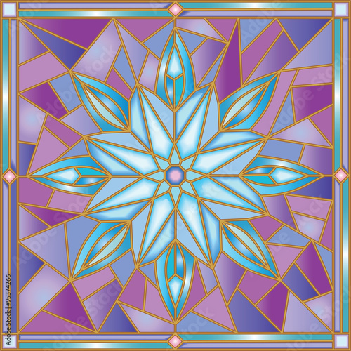 Naklejka na szybę Illustration in stained glass style with abstract snowflake