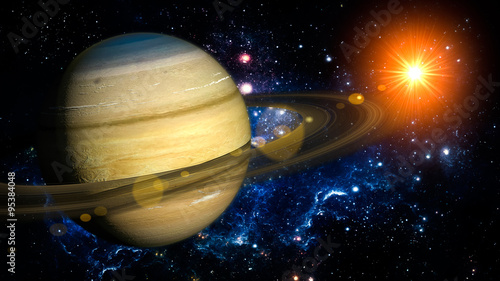 saturn-i-slonce-na-tle-kosmosu-i-blekitnej-mglawicy