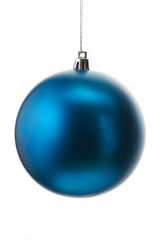 Blue christmas ball isolated on white background