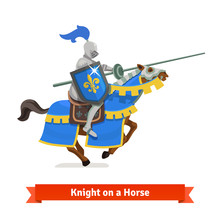 Armoured Medieval Knight Riding On A Horse
