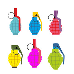 Wall Mural - set colored hand grenades. fun colorful military ammunition. arm