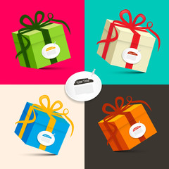 Poster - Gift Boxes - Retro Colored Paper Vector Present Box Set