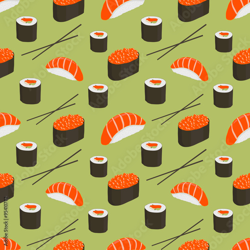 Obraz na płótnie canvas czteroczęściowy "tetraptyk" Wzór z sushi