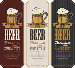 Poster - set labels for the beer with wooden mug