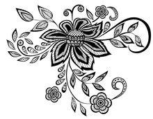 Beautiful Black And White Floral Pattern Design Element
