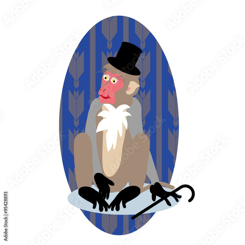 シルクハットをかぶり杖を持つお洒落な紳士の猿のイラスト素材 Buy This Stock Illustration And Explore Similar Illustrations At Adobe Stock Adobe Stock