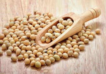 Wall Mural - soybean on wooden background