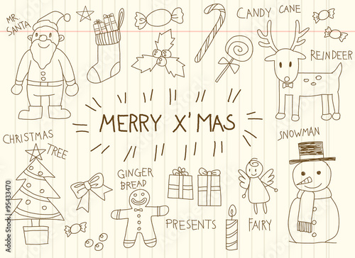 Children Doodle Drawing Christmas Holiday Icon Celebration