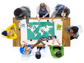 Canvas Print - check in travel locations global world tour concept