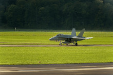F-18 Hornet Military Fighter Aircraft Taxis For Takeoff