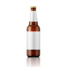 Brown Beer Bottle With Labels Template.