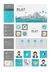 Wall Mural - one page website design template in flat design style
