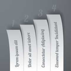 Poster - Infographics 4 options paper stripe banners with realistic shadows on dark grey background