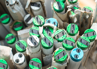 Old fluorescent lamp which broken from building