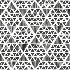 Wall Mural - hand drawn monochrome pattern. primitive geometric background in grunge style.