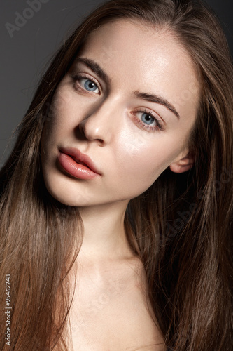 Awesome Caucasian Attractive Sexy Fashion Model With Long Brunette