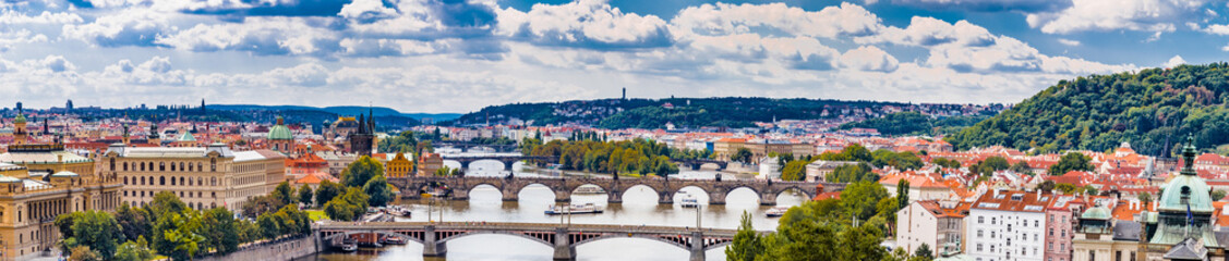 Poster - Bridge and rooftops of Prague