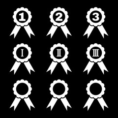 Set of 9 black award icons.