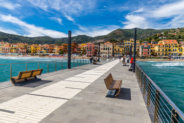 View Of Mole Leading To The Town Of Alassio,Italy