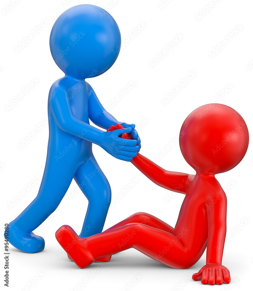 farbige 3d Männchen Hilfestellung Stock Illustration | Adobe Stock