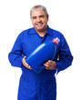 © asierromero - portrait of a mechanic holding an oil bottle