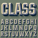 Fototapeta  - Vector illustration of old school beveled alphabet. Simple colored version. Alphabet