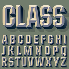 Wall Mural - Vector illustration of old school beveled alphabet. Simple colored version. Alphabet