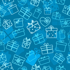 Seamless pattern of gift boxes