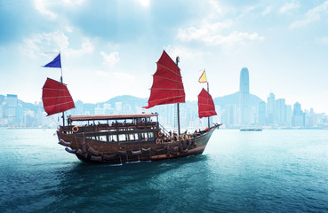 Fototapete - Hong Kong harbour